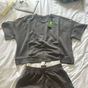 Daily Drills- Cropped Sleeve Crew (Reversible) - Vintage Black- XS/S